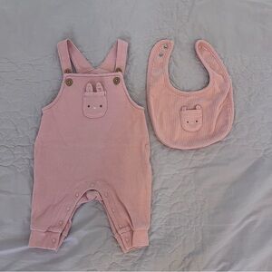 Carter's Pink Baby Overalls and Bib Set